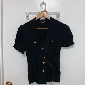 Button up blouse with belt